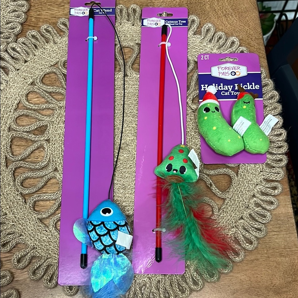 Cat Toy Set with Blue and Red Wands